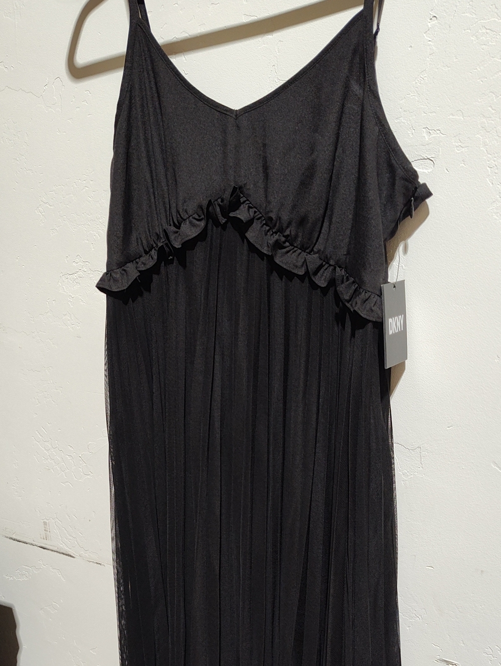 DKNY Black Sleeveless Pleated Maxi Dress ,M, Nwt